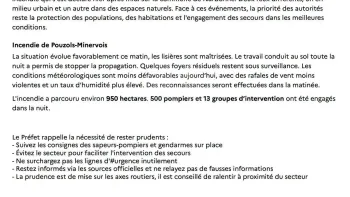Incendie à Oupia - Hérault - 1 juillet 2026 - Feux de forêts et d'espaces naturels