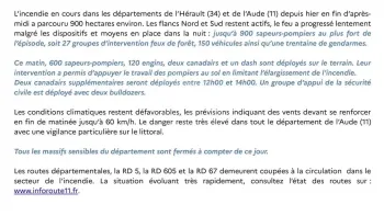 Incendie à Oupia - Hérault - 1 juillet 2026 - Feux de forêts et d'espaces naturels