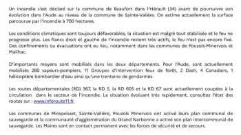 Incendie à Oupia - Hérault - 1 juillet 2026 - Feux de forêts et d'espaces naturels