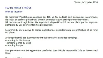 Incendie à Fréjus - Var - 1 juillet 2026 - Feux de forêts et d'espaces naturels