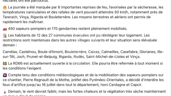 Incendie à Trévillach - Pyrénées-Orientales - 4 juillet 2026 - Feux de forêts et d'espaces naturels