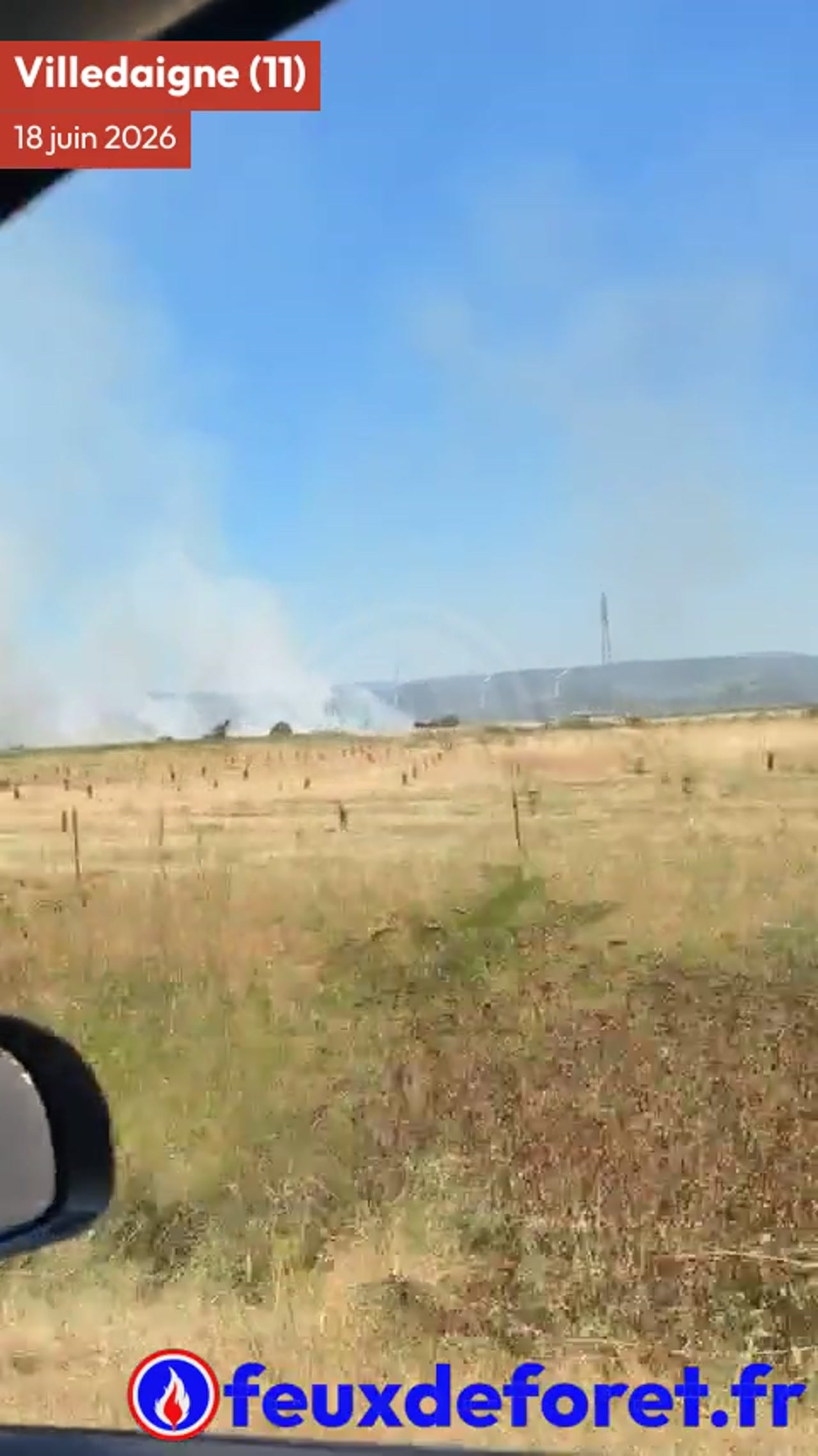Incendie à Villedaigne - Aude - 18 juin 2026 - Feux de forêts et d'espaces naturels