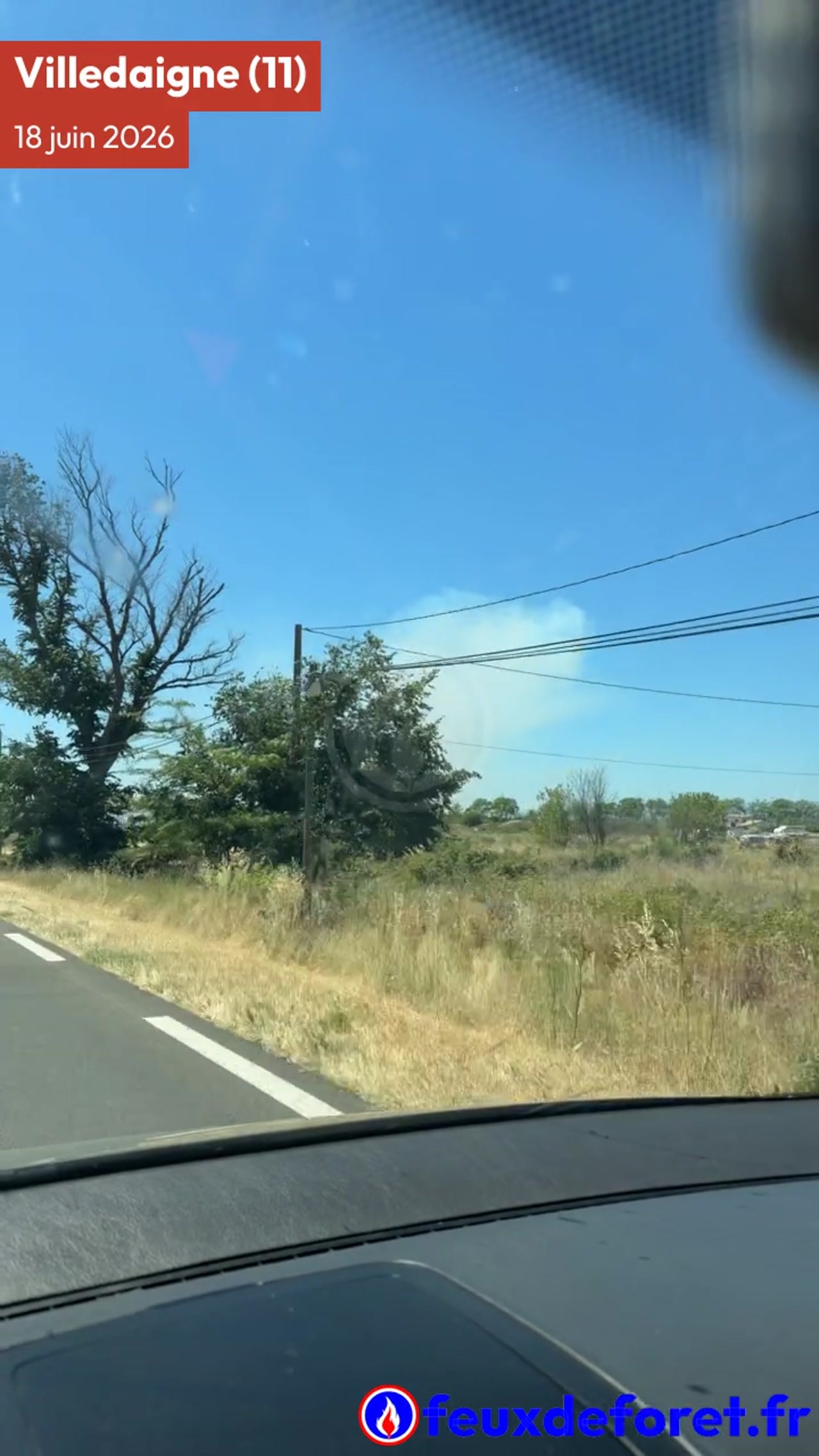 Incendie à Villedaigne - Aude - 18 juin 2026 - Feux de forêts et d'espaces naturels