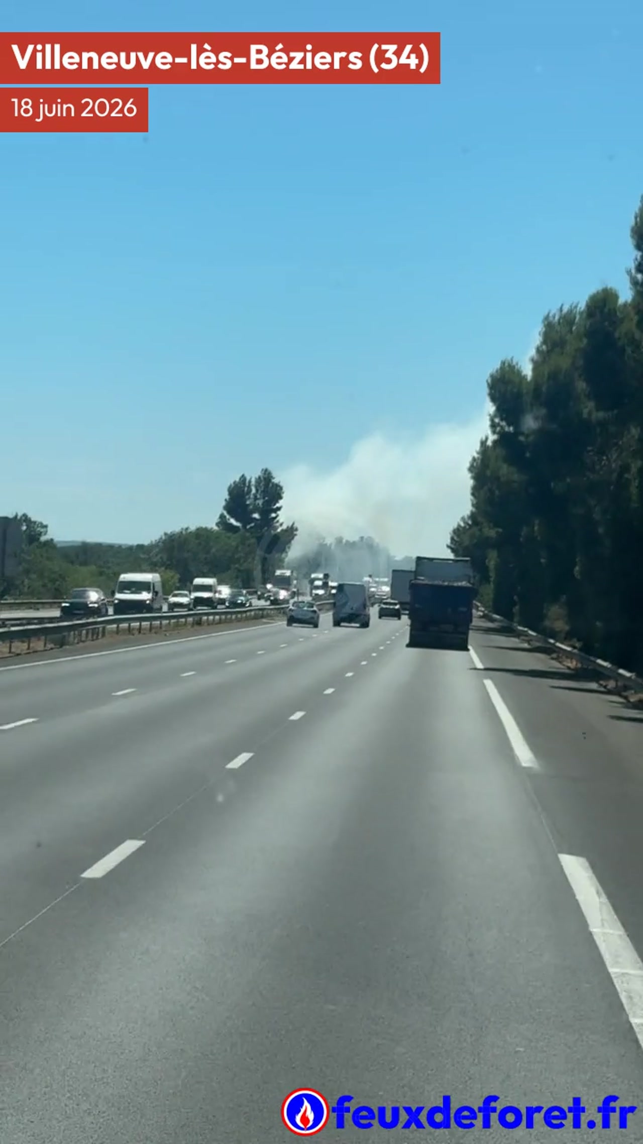 Incendie à Villeneuve-lès-Béziers - Hérault - 18 juin 2026 - Feux de forêts et d'espaces naturels