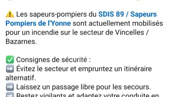 Incendie à Bazarnes - Yonne - 25 juin 2026 - Feux de forêts et d'espaces naturels
