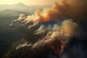 Image aérienne d'un feu au Canada.