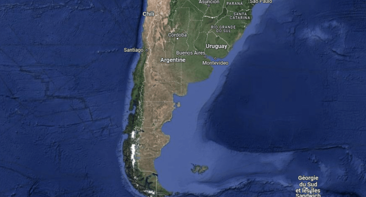 Carte zoom sur le Chili.