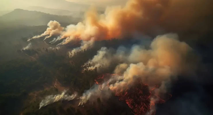 Image aérienne d'un feu au Canada.