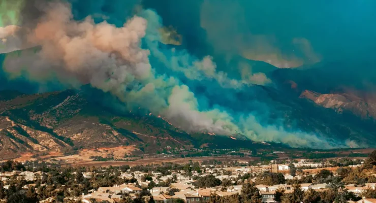 Yucaipa wildfire day 1 evening viewed from Yucaipa blvd